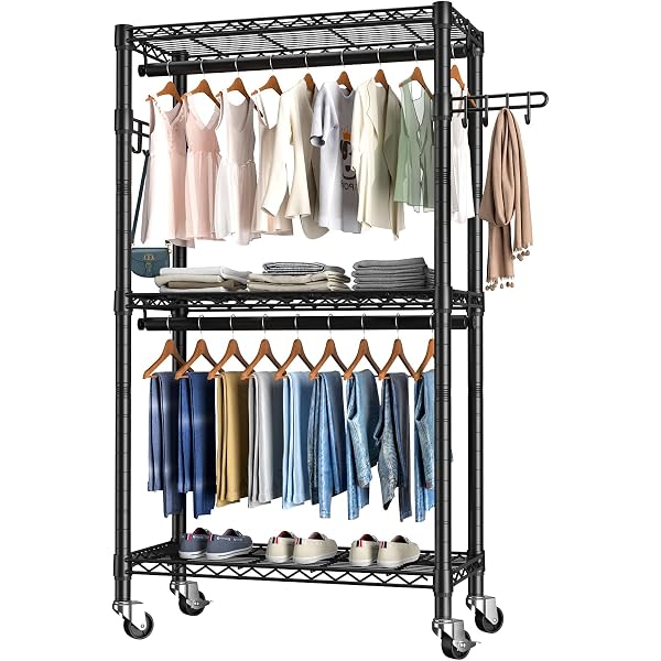 TNT THE NEXT TREND Optra Metal Garment Rack with Side Hooks and